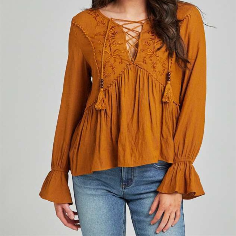 Altar’d State Medium Boho Peplum Shirt